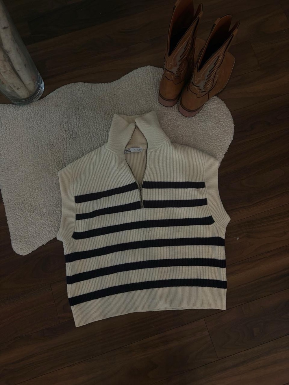🤎ZARA STRIPPED SLEEVELESS KNIT SWEATER VEST